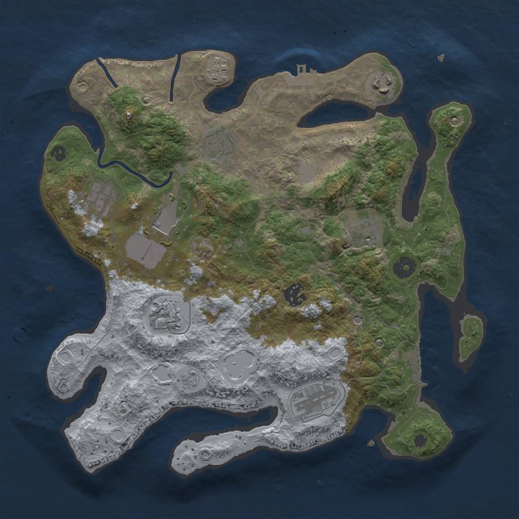 Rust Map: Procedural Map, Size: 3500, Seed: 1788659834, 18 Monuments