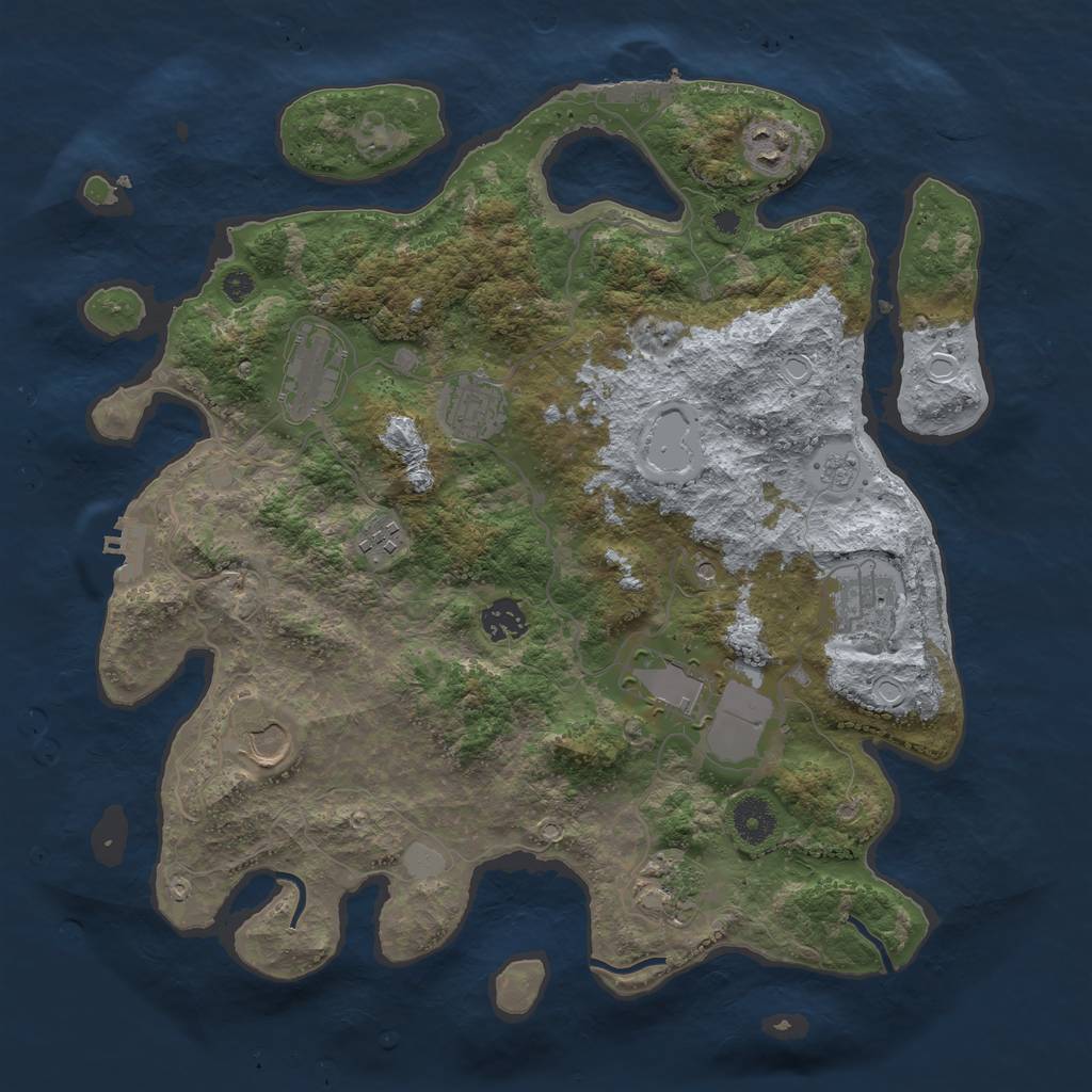 Rust Map: Procedural Map, Size: 3750, Seed: 1793941414, 18 Monuments