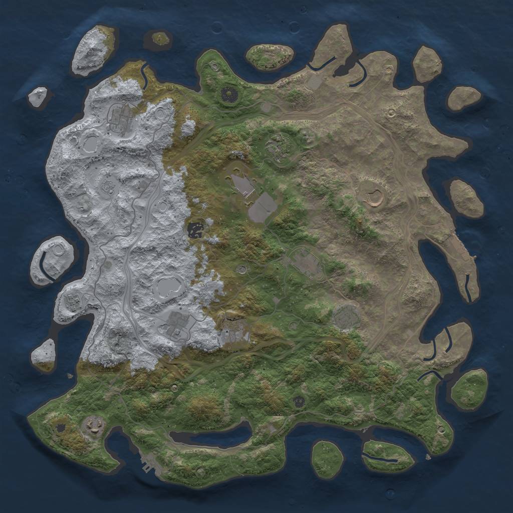 Rust Map: Procedural Map, Size: 4500, Seed: 2091924885, 20 Monuments