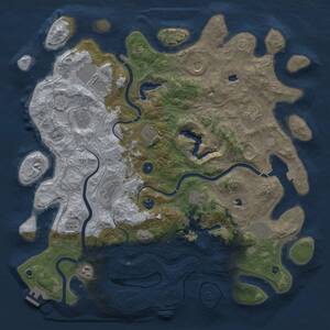 Thumbnail Rust Map: Procedural Map, Size: 4500, Seed: 2091924885, 17 Monuments