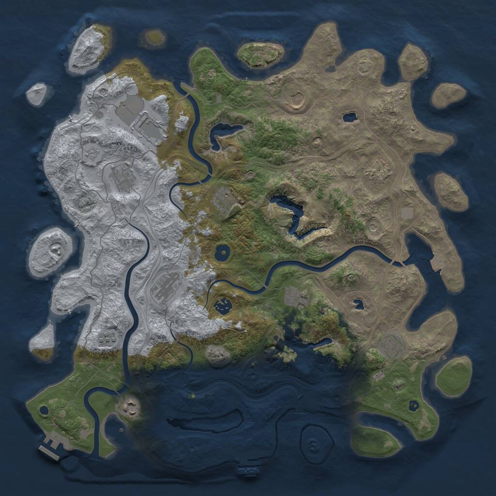 Rust Map: Procedural Map, Size: 4500, Seed: 2091924885, 17 Monuments