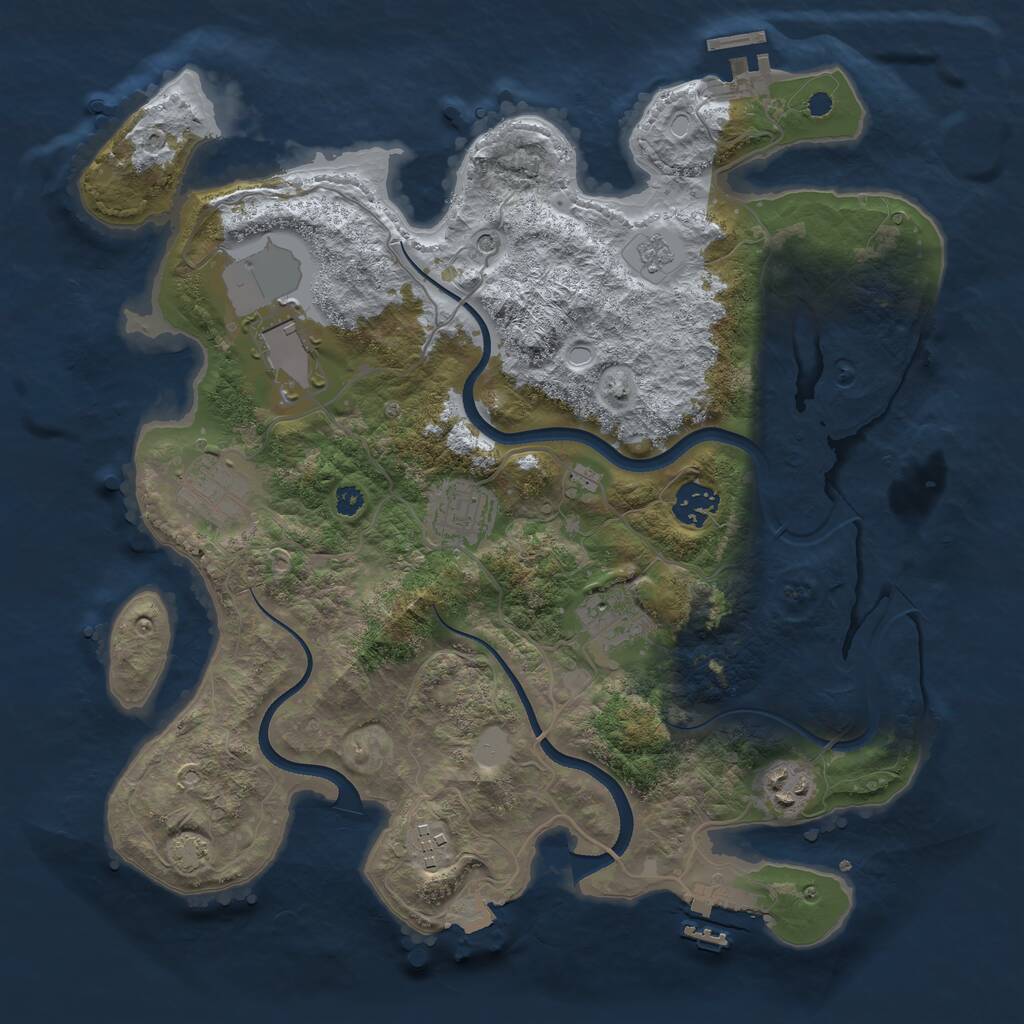 Rust Map: Procedural Map, Size: 3500, Seed: 1868731027, 13 Monuments