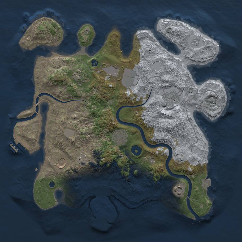Rust Map: Procedural Map, Size: 3500, Seed: 72193529, 13 Monuments