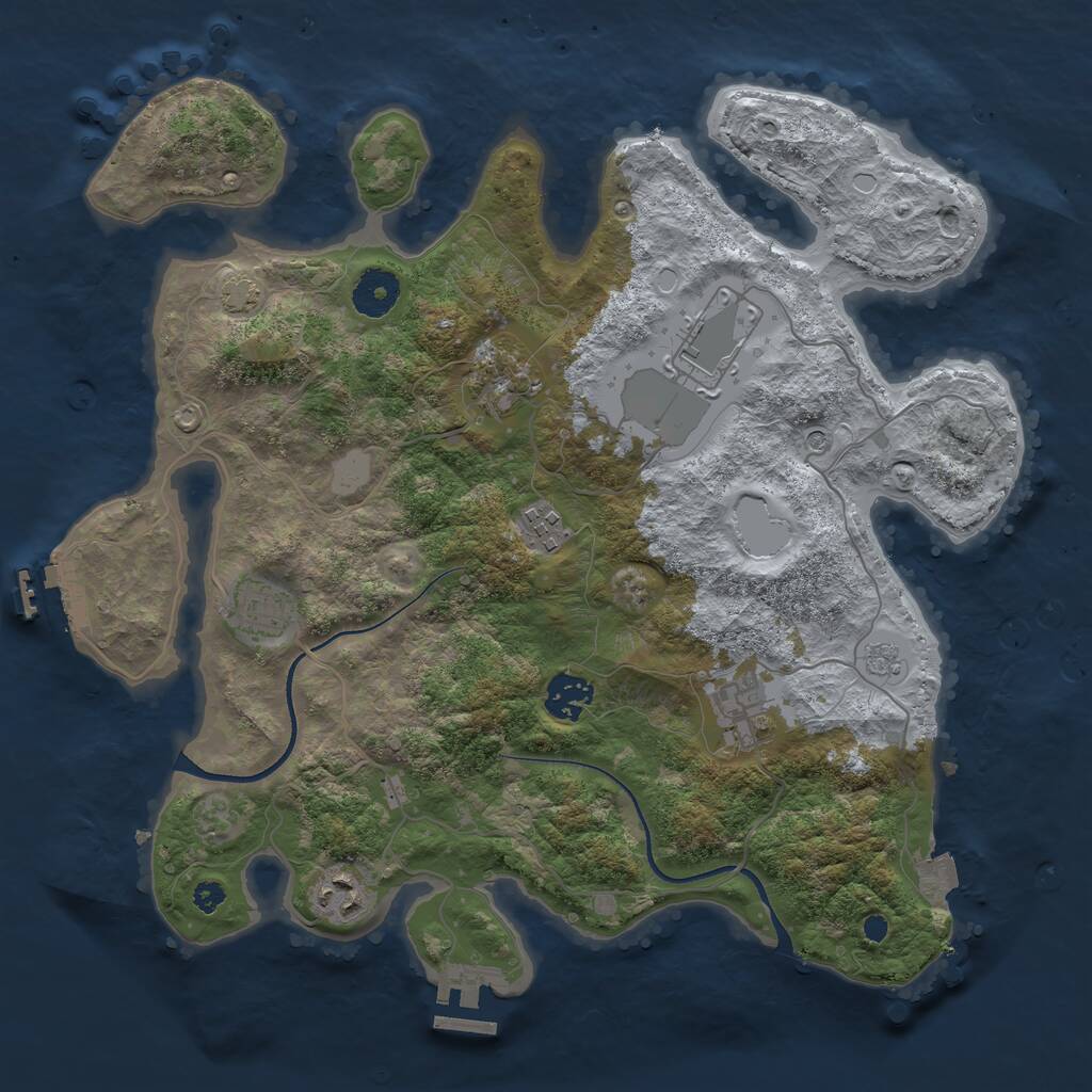 Rust Map: Procedural Map, Size: 3500, Seed: 72193529, 13 Monuments