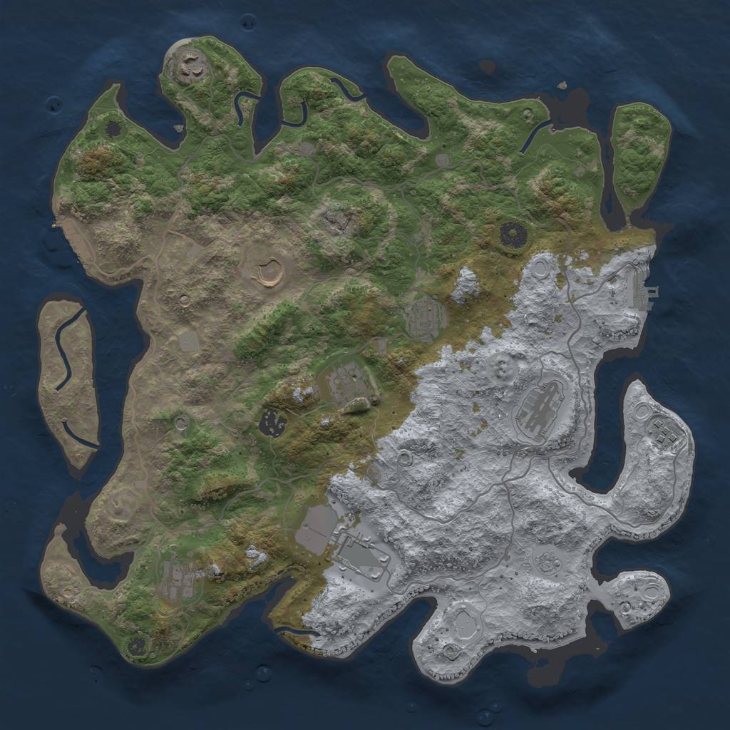 Rust Map: Procedural Map, Size: 4000, Seed: 100817584, 18 Monuments