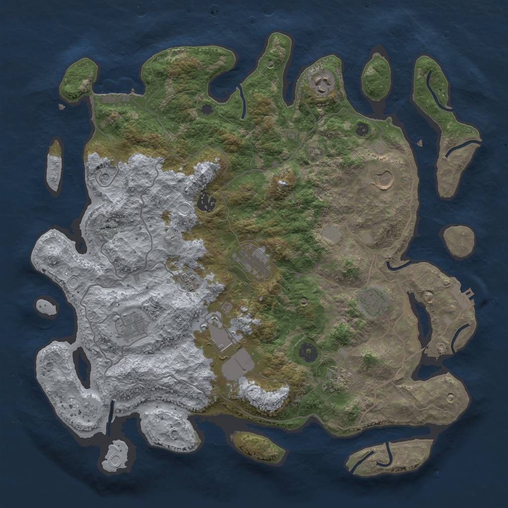 Rust Map: Procedural Map, Size: 4000, Seed: 12221, 18 Monuments