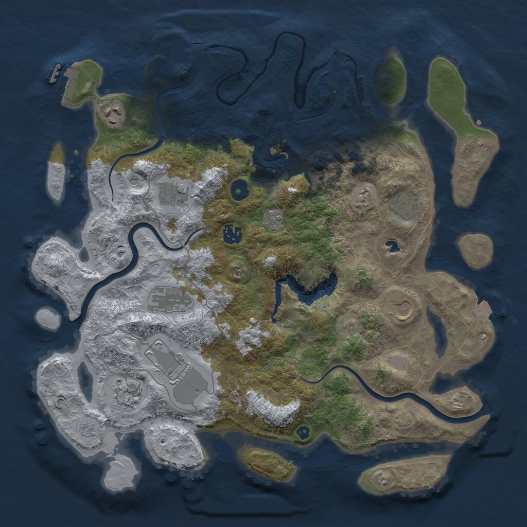 Rust Map: Procedural Map, Size: 4000, Seed: 12221, 15 Monuments