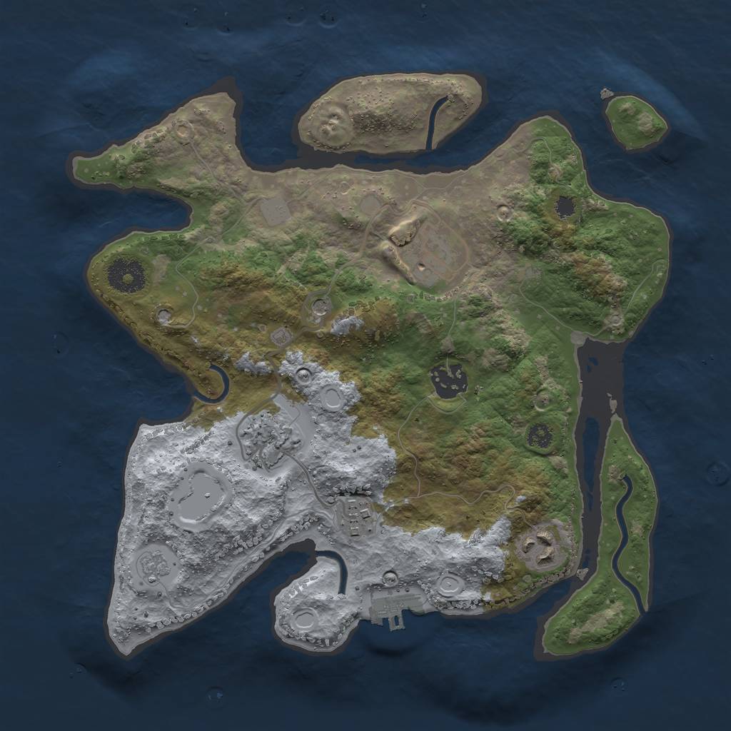 Rust Map: Procedural Map, Size: 3000, Seed: 245011, 13 Monuments