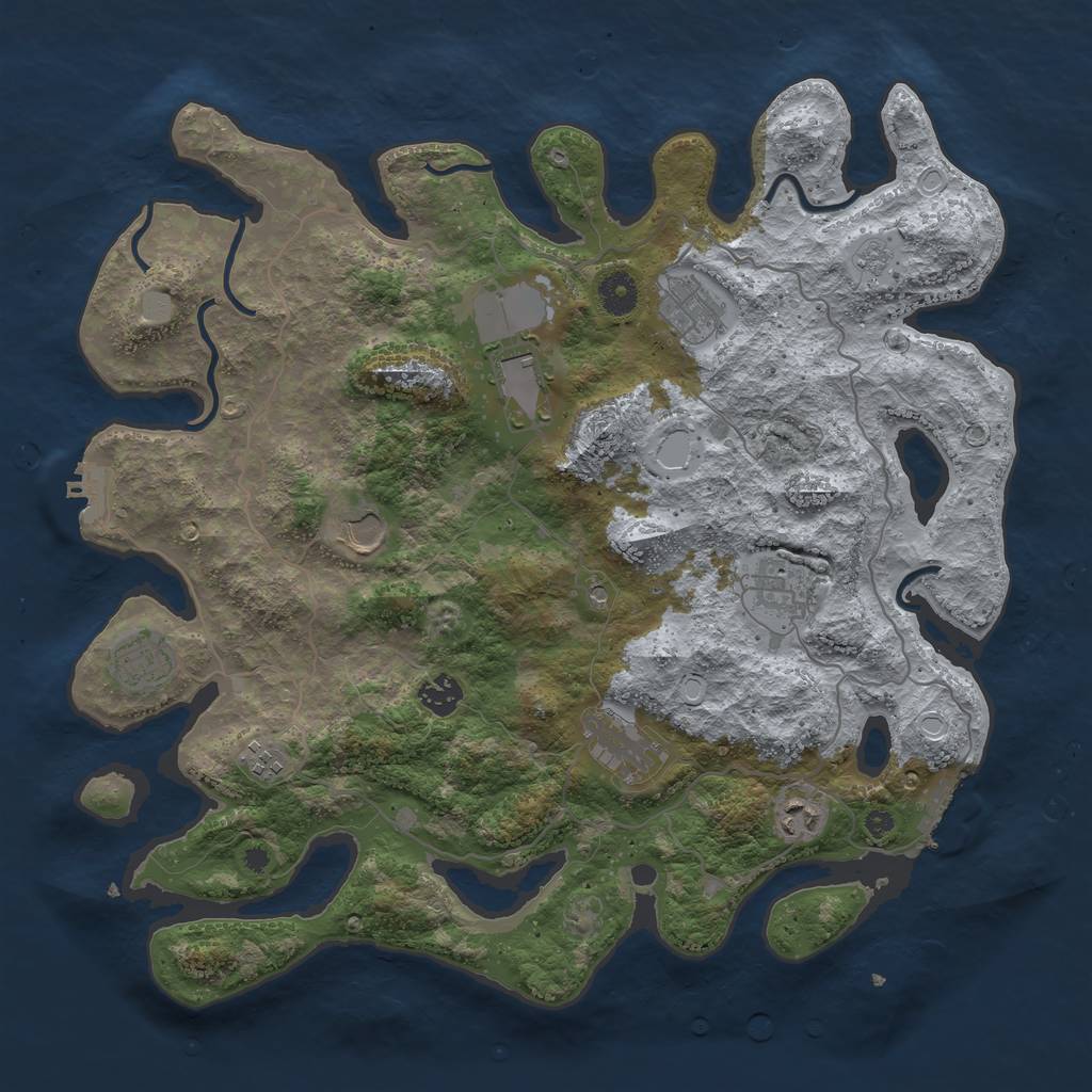 Rust Map: Procedural Map, Size: 4000, Seed: 12411, 18 Monuments