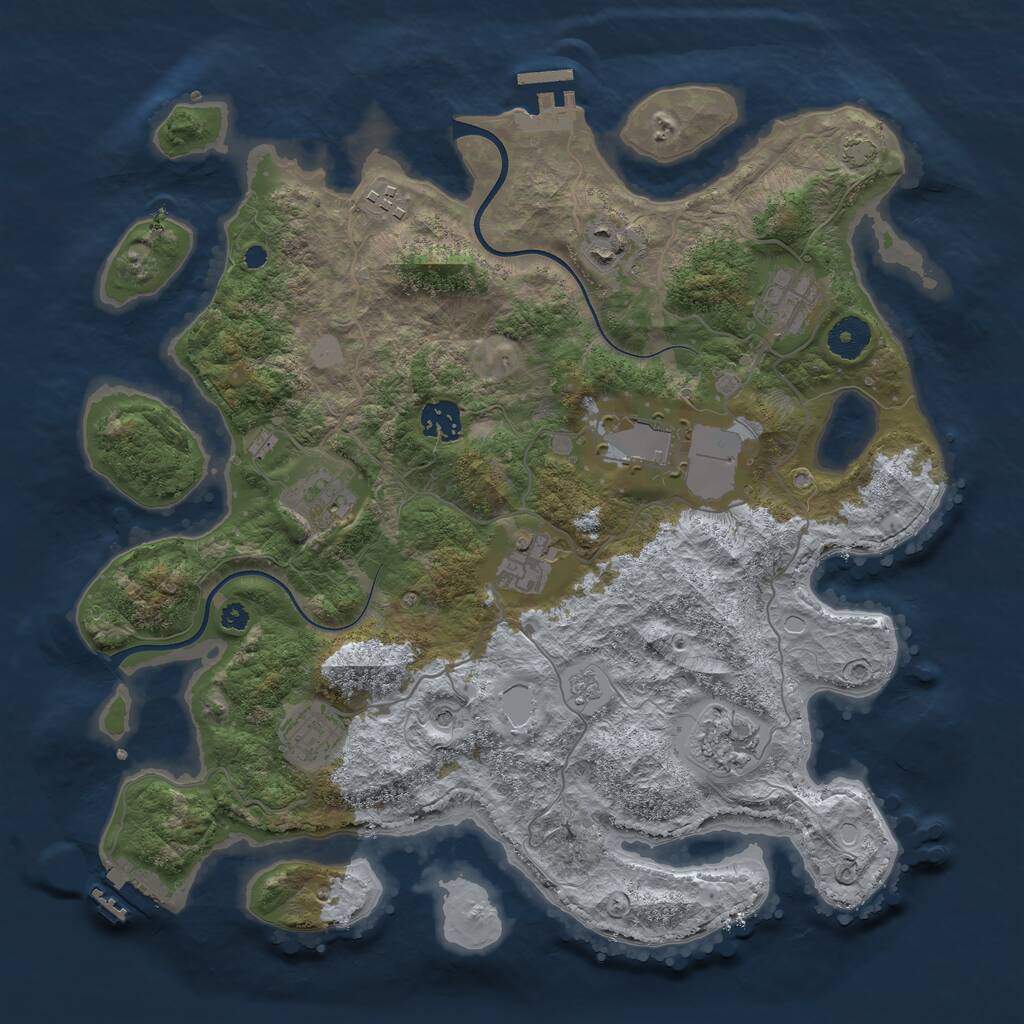 Rust Map: Procedural Map, Size: 3700, Seed: 304649349, 15 Monuments