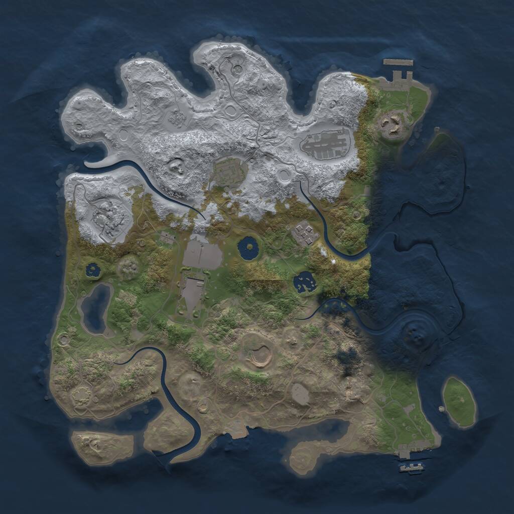 Rust Map: Procedural Map, Size: 3500, Seed: 1372110644, 14 Monuments