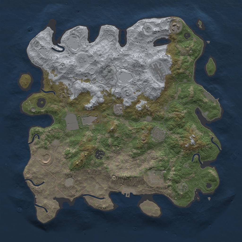 Rust Map: Procedural Map, Size: 3800, Seed: 4845, 18 Monuments