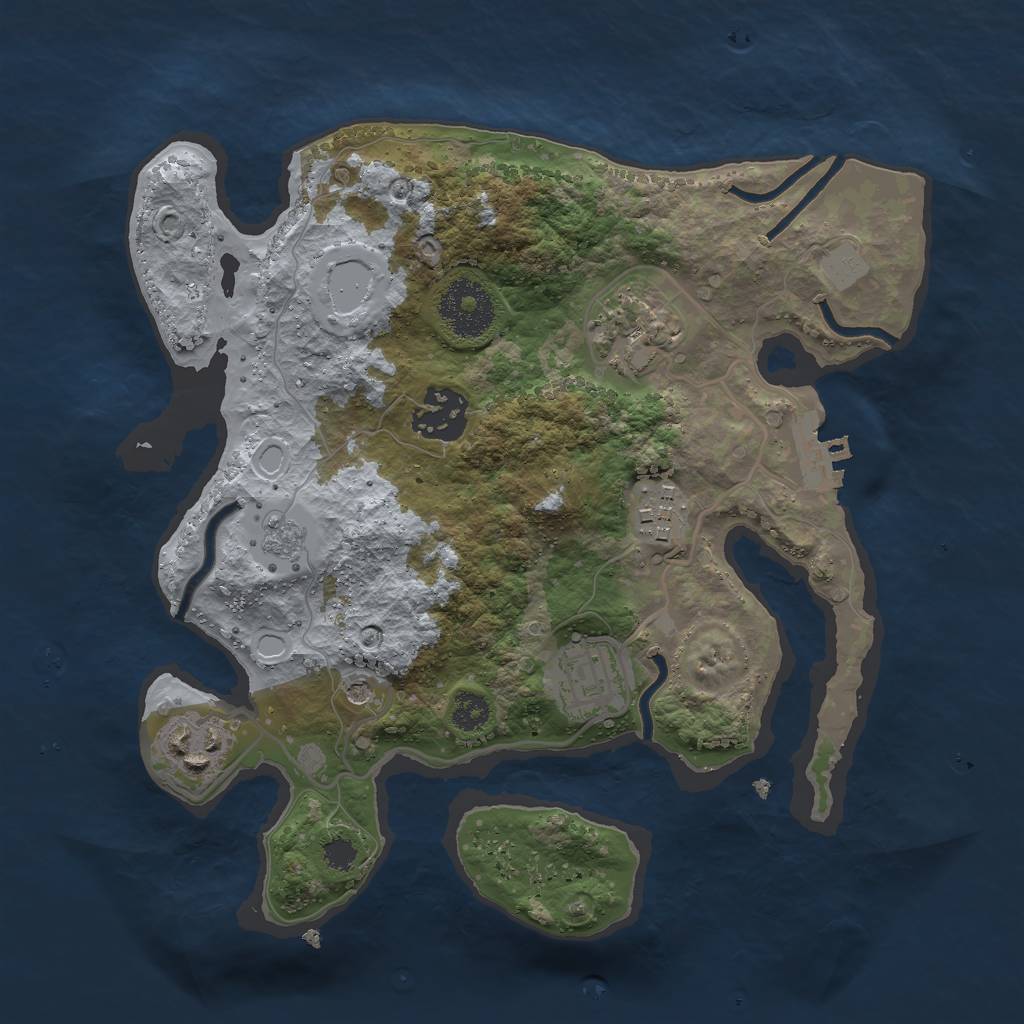 Rust Map: Procedural Map, Size: 2750, Seed: 9843, 13 Monuments