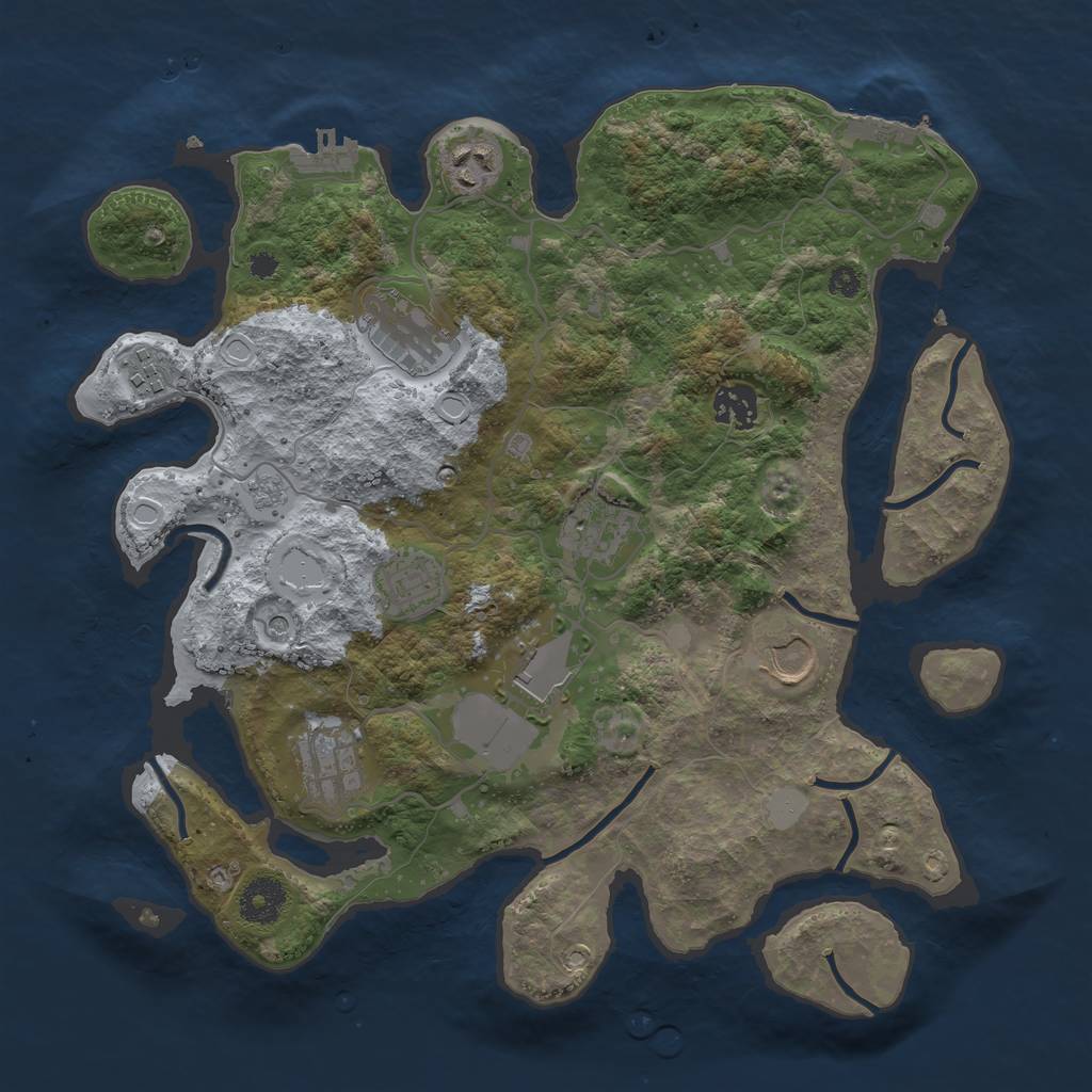 Rust Map: Procedural Map, Size: 3500, Seed: 538573992, 18 Monuments