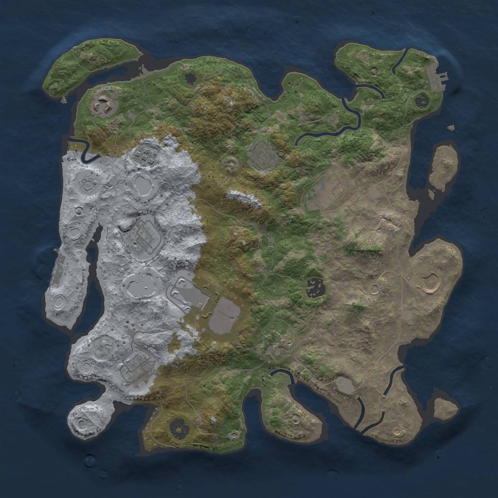 Rust Map: Procedural Map, Size: 3700, Seed: 37463, 19 Monuments