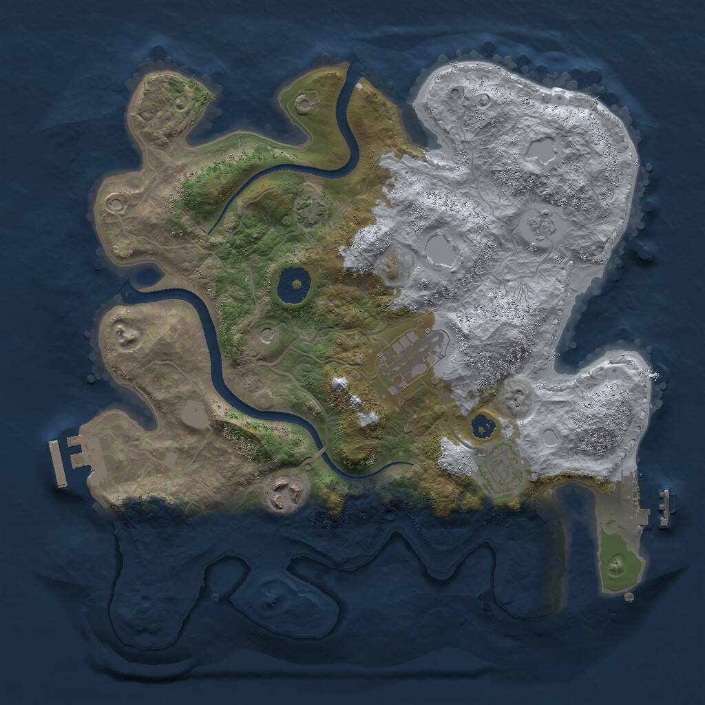 Rust Map: Procedural Map, Size: 3000, Seed: 21243, 9 Monuments
