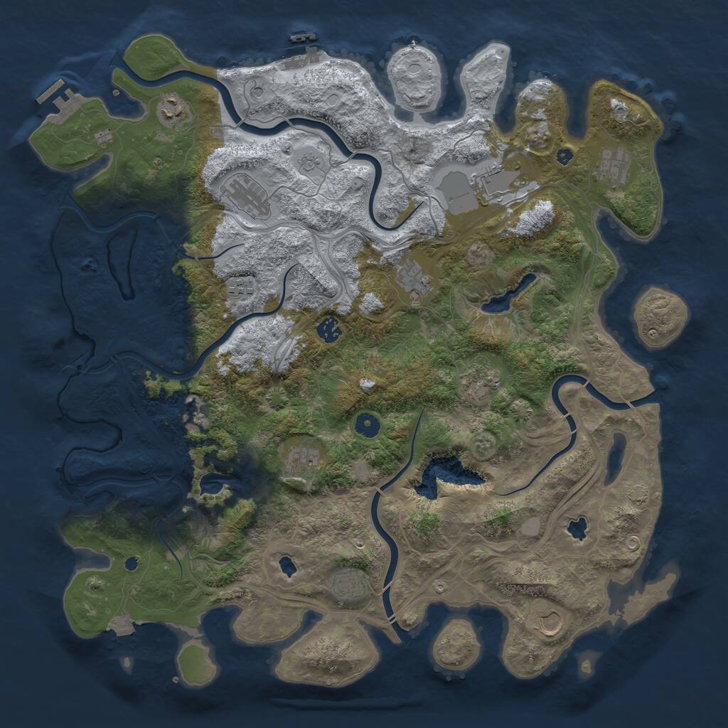 Rust Map: Procedural Map, Size: 4500, Seed: 1015372242, 17 Monuments