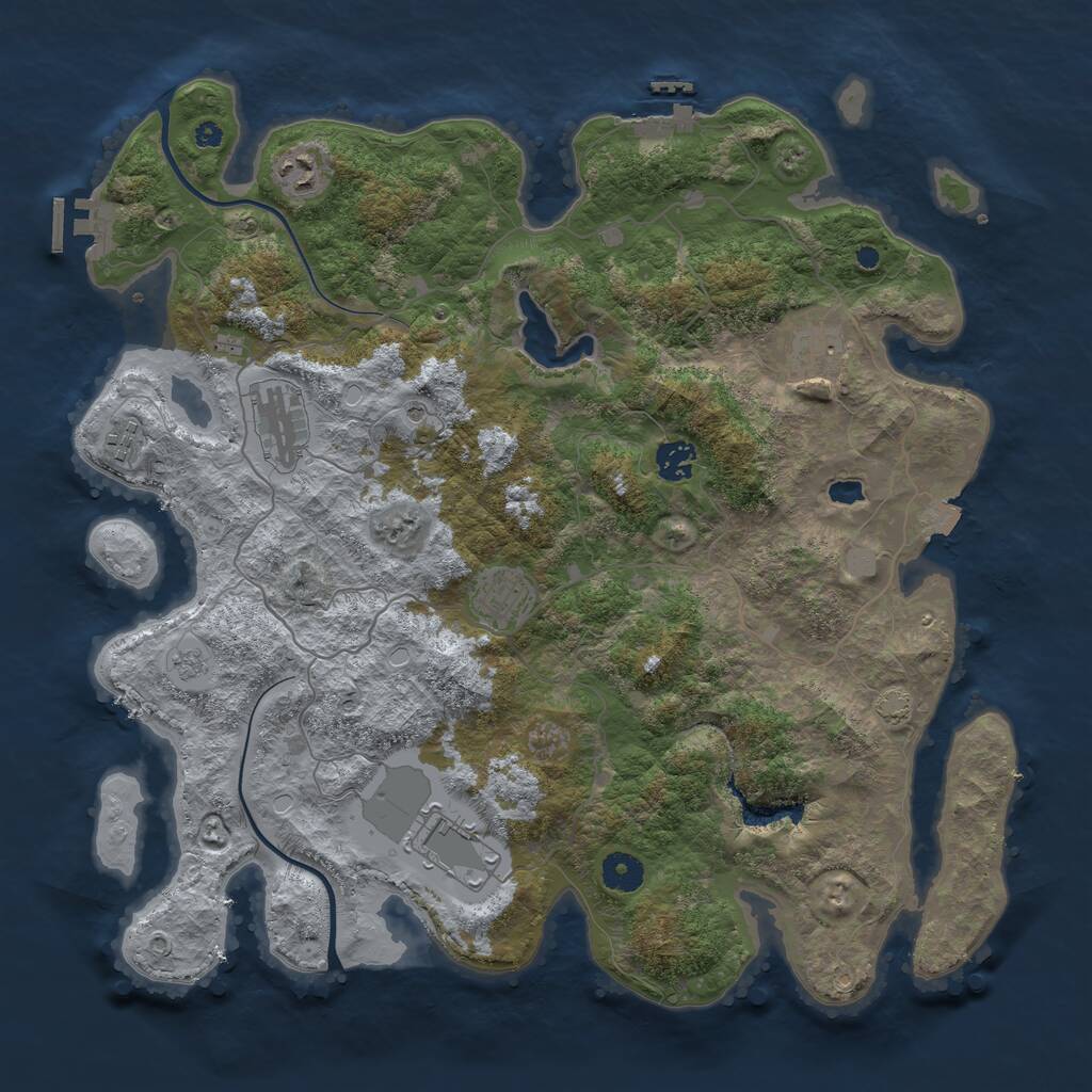 Rust Map: Procedural Map, Size: 4000, Seed: 100631, 13 Monuments