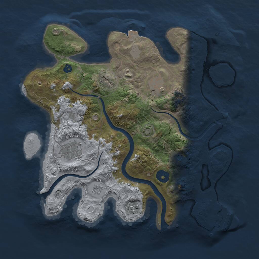 Rust Map: Procedural Map, Size: 3000, Seed: 17807, 8 Monuments