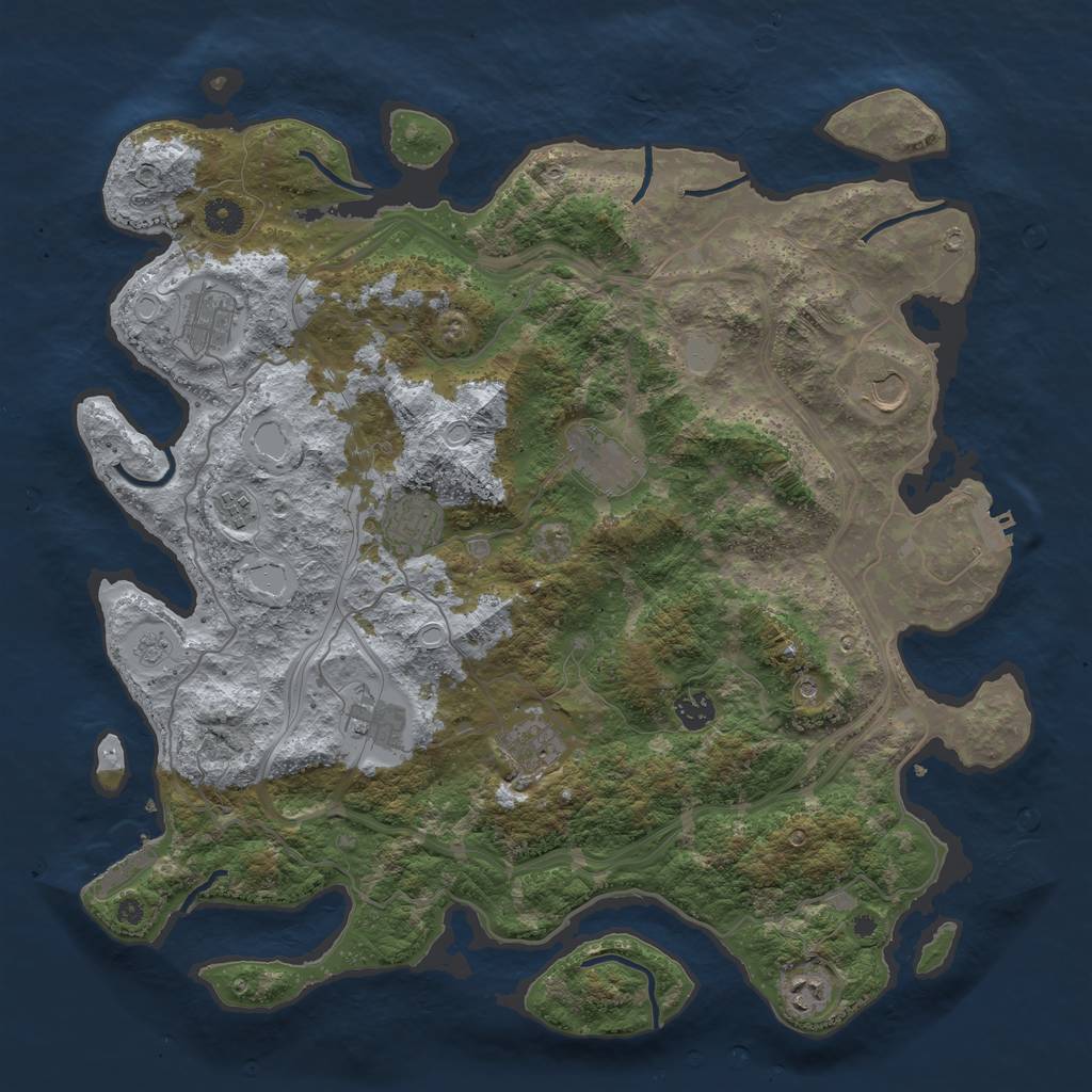 Rust Map: Procedural Map, Size: 4250, Seed: 4334, 18 Monuments