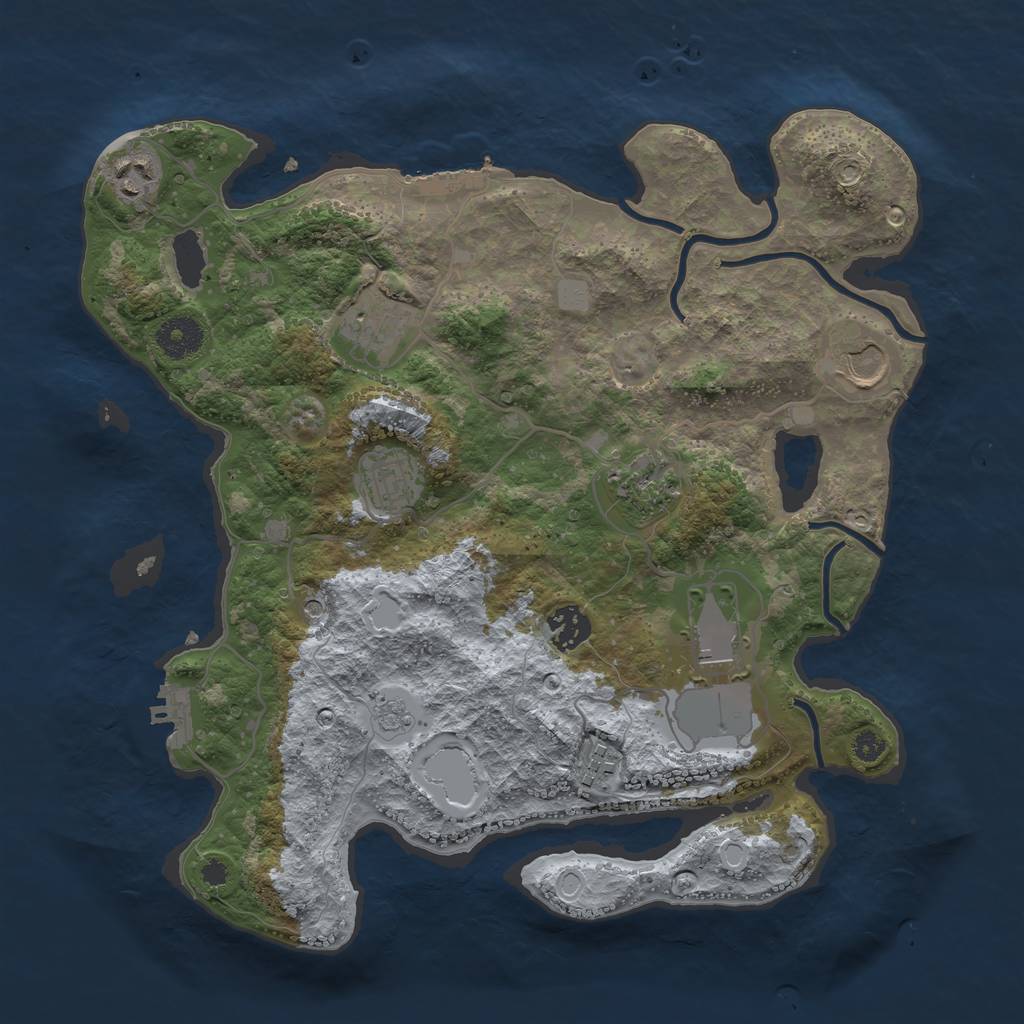 Rust Map: Procedural Map, Size: 3500, Seed: 221526332, 17 Monuments