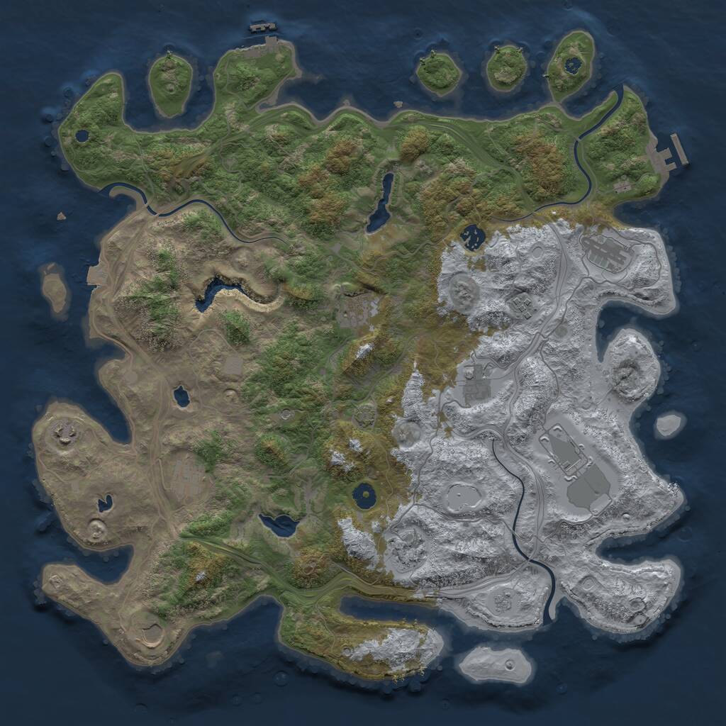 Rust Map: Procedural Map, Size: 4500, Seed: 486269089, 16 Monuments