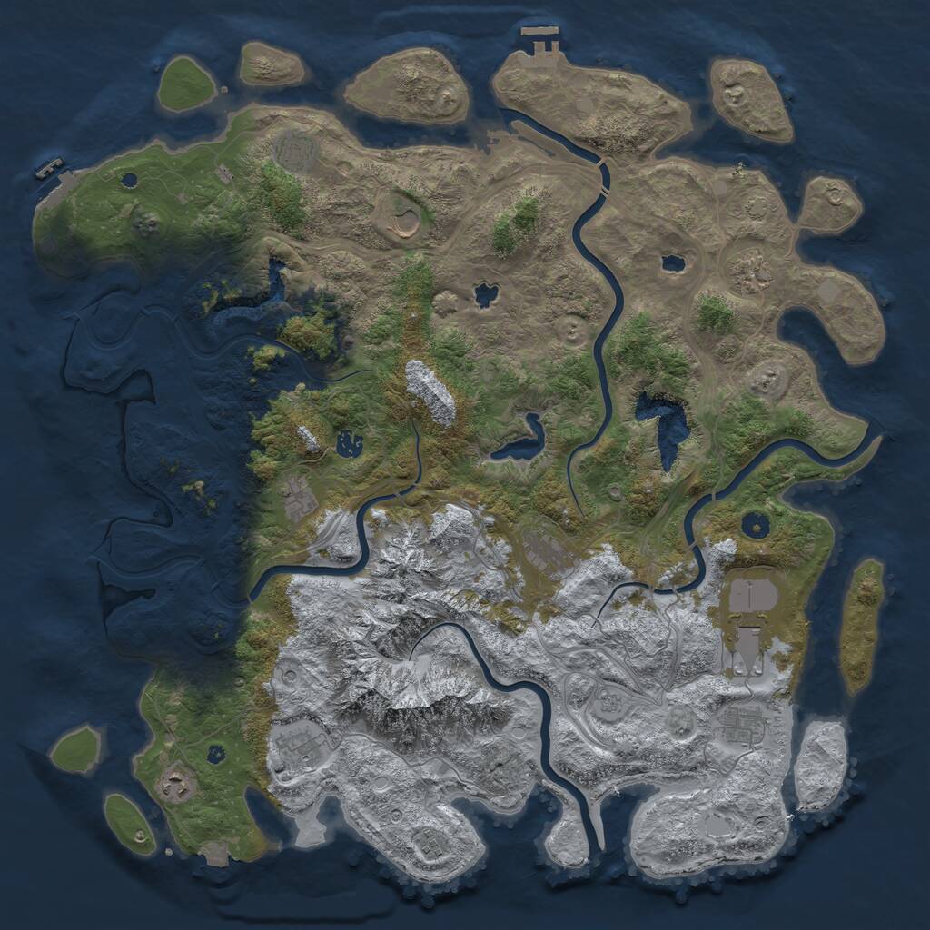 Rust Map: Procedural Map, Size: 5000, Seed: 44271, 17 Monuments