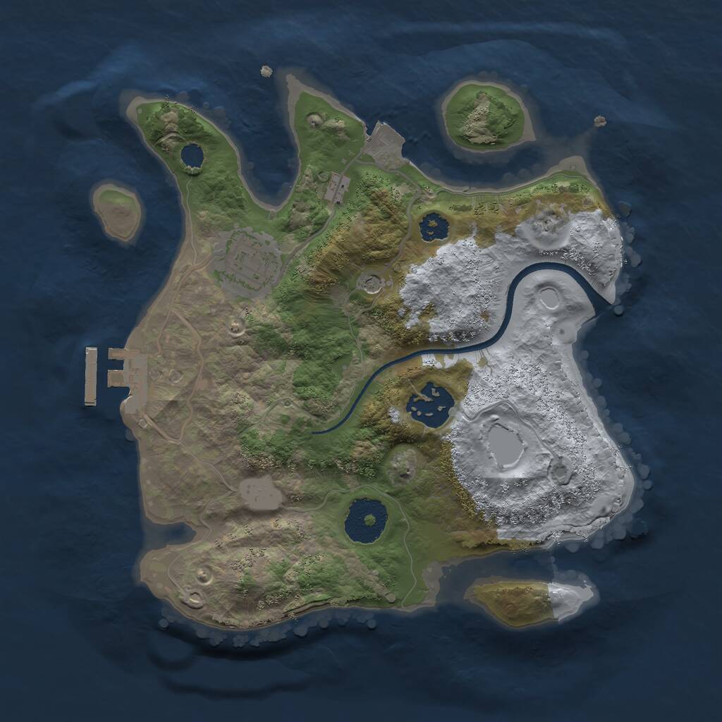 Rust Map: Procedural Map, Size: 2500, Seed: 31426, 5 Monuments