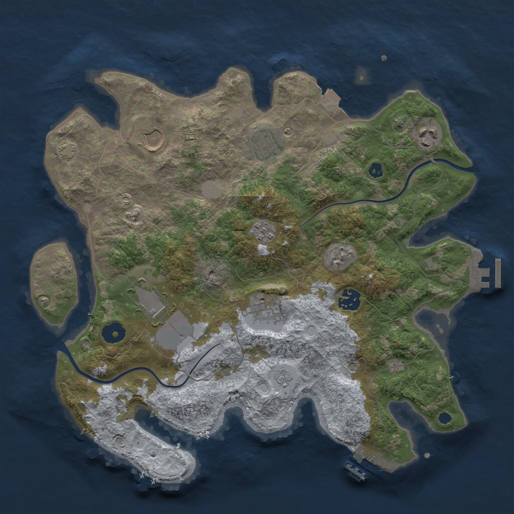 Rust Map: Procedural Map, Size: 3500, Seed: 2086707365, 13 Monuments