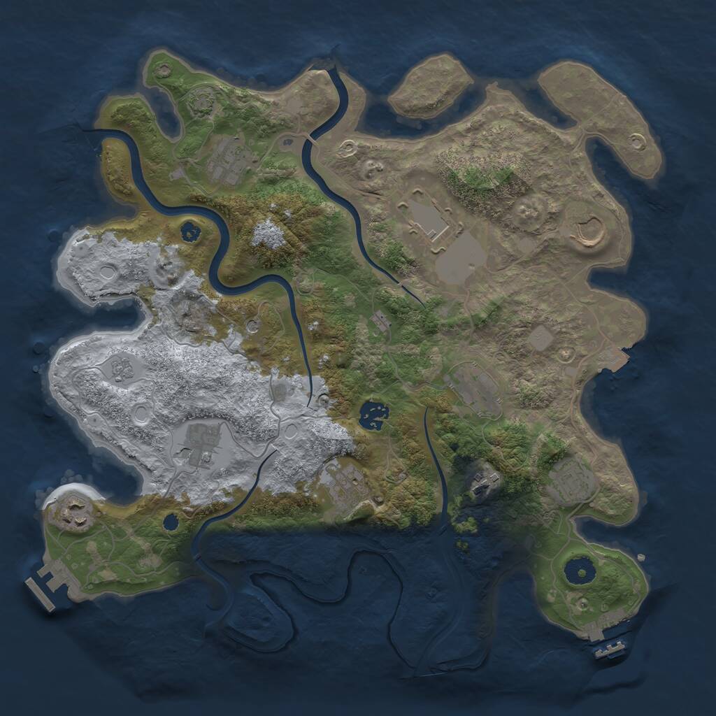 Rust Map: Procedural Map, Size: 3650, Seed: 435252352, 16 Monuments
