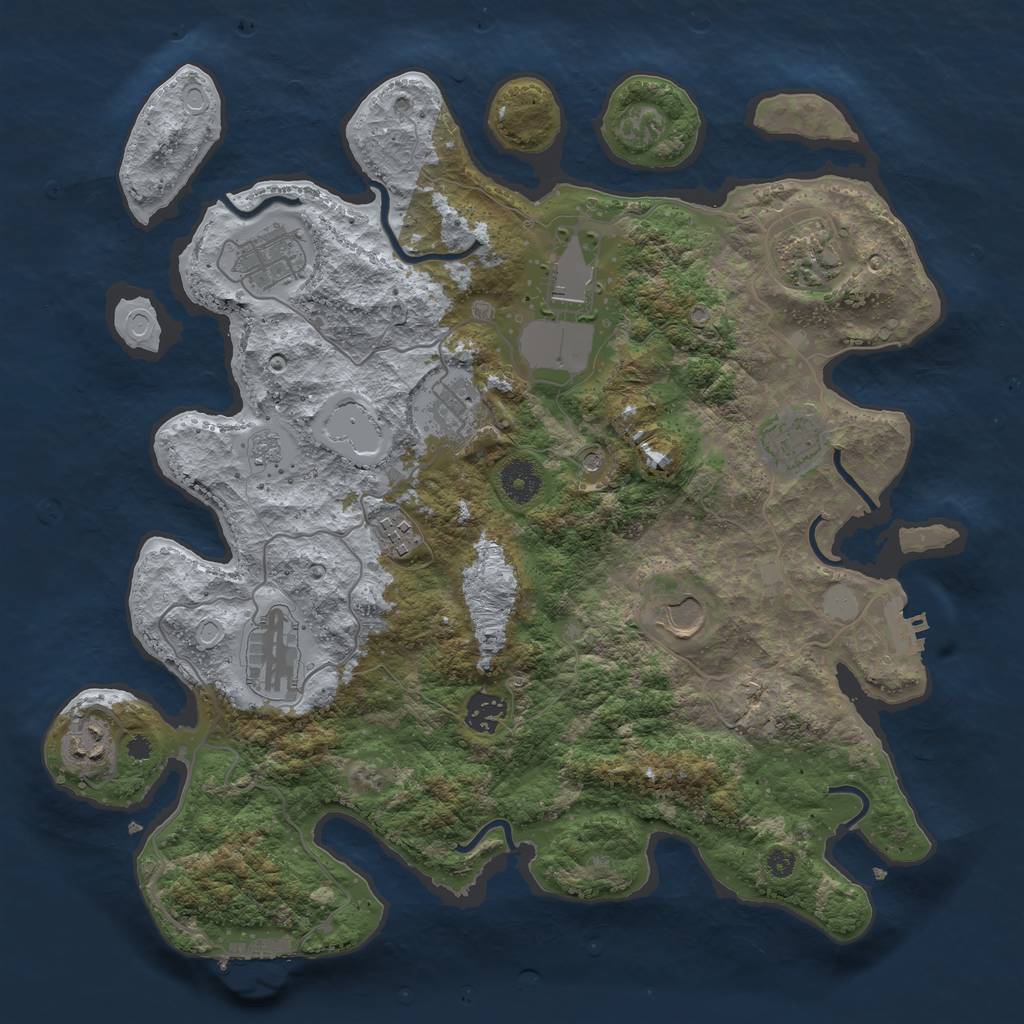 Rust Map: Procedural Map, Size: 3725, Seed: 1431080544, 19 Monuments