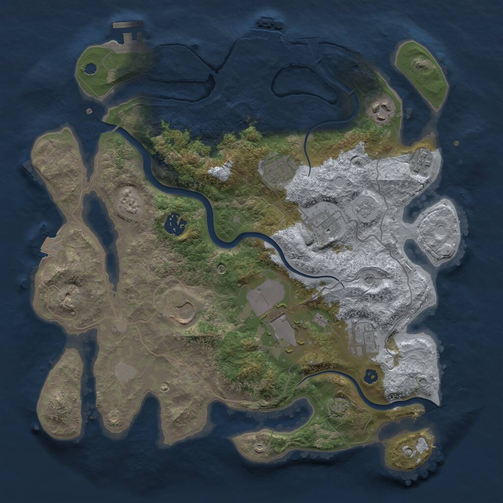 Rust Map: Procedural Map, Size: 3500, Seed: 1128752728, 14 Monuments