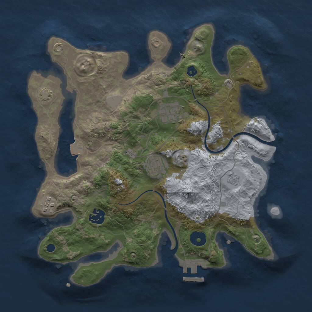Rust Map: Procedural Map, Size: 3000, Seed: 2681945, 8 Monuments