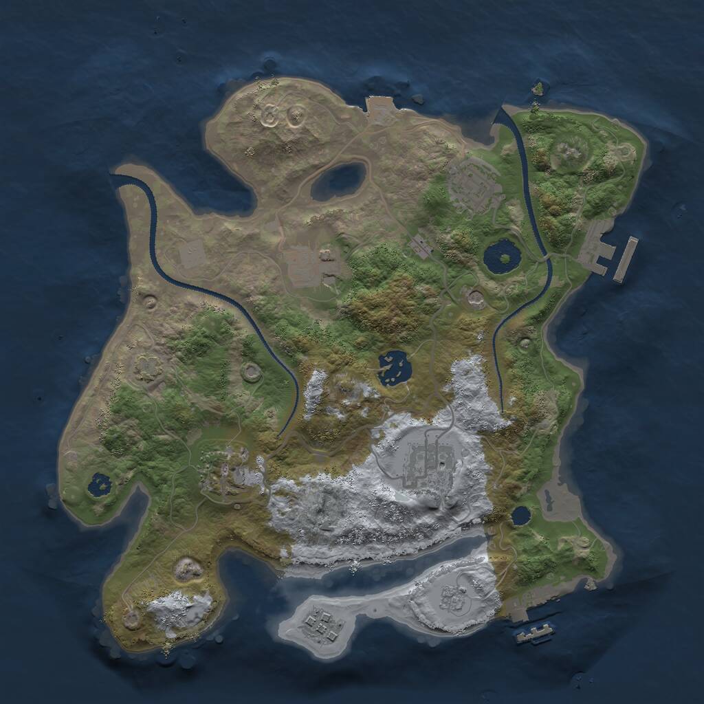 Rust Map: Procedural Map, Size: 3000, Seed: 1191964405, 12 Monuments