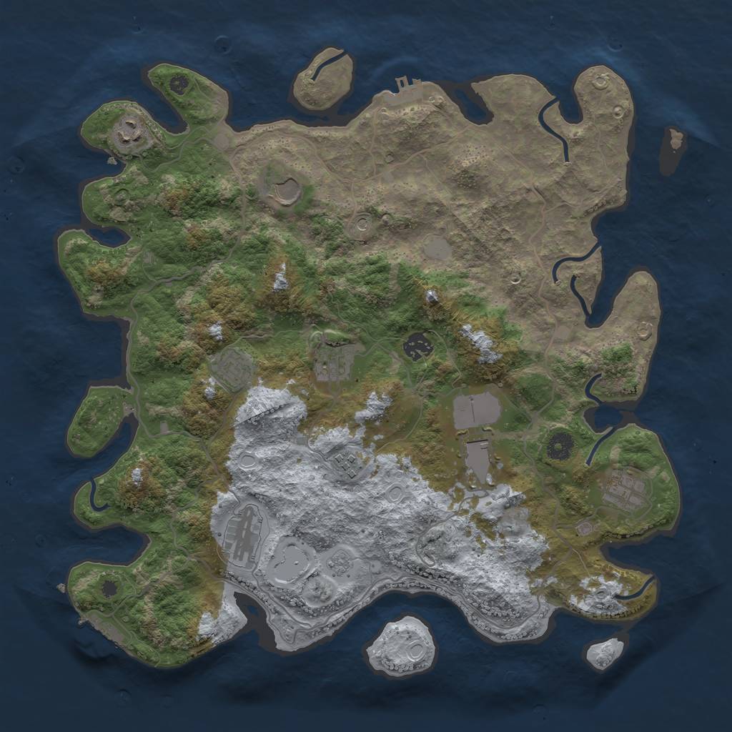 Rust Map: Procedural Map, Size: 4000, Seed: 657254, 18 Monuments