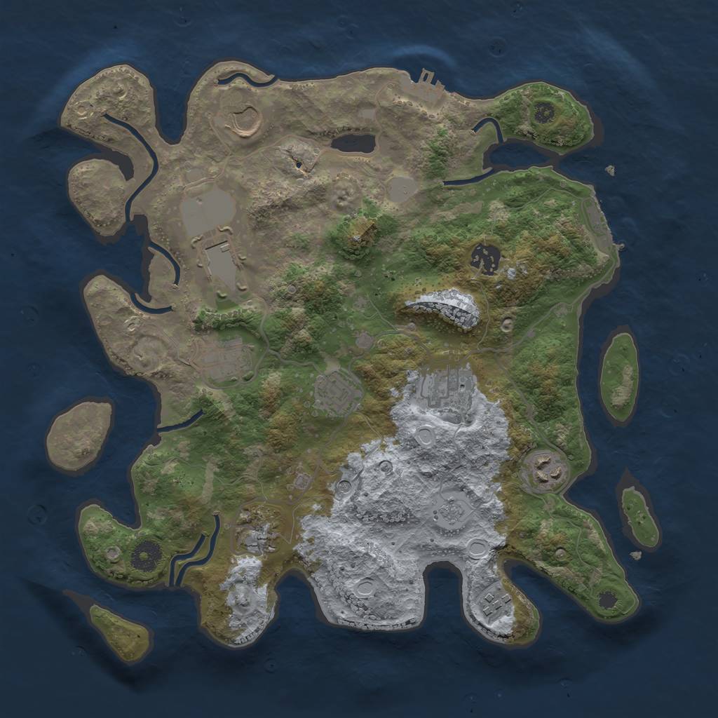 Rust Map: Procedural Map, Size: 3500, Seed: 22228511, 18 Monuments