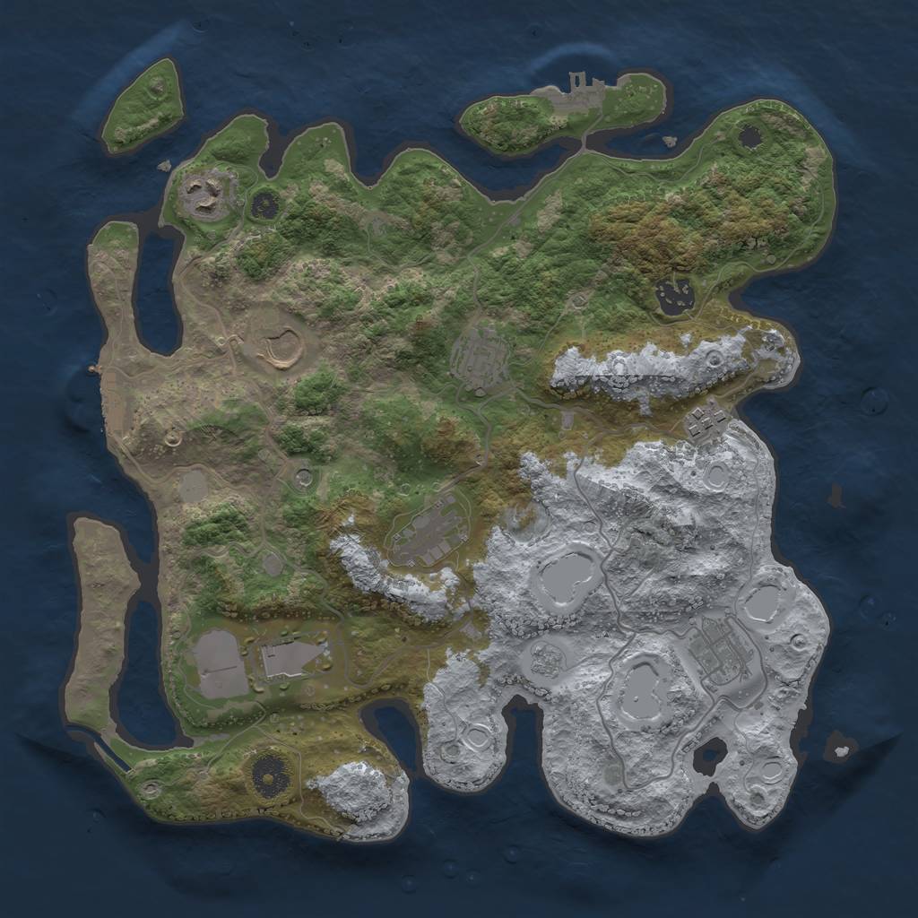 Rust Map: Procedural Map, Size: 3500, Seed: 8569415, 17 Monuments