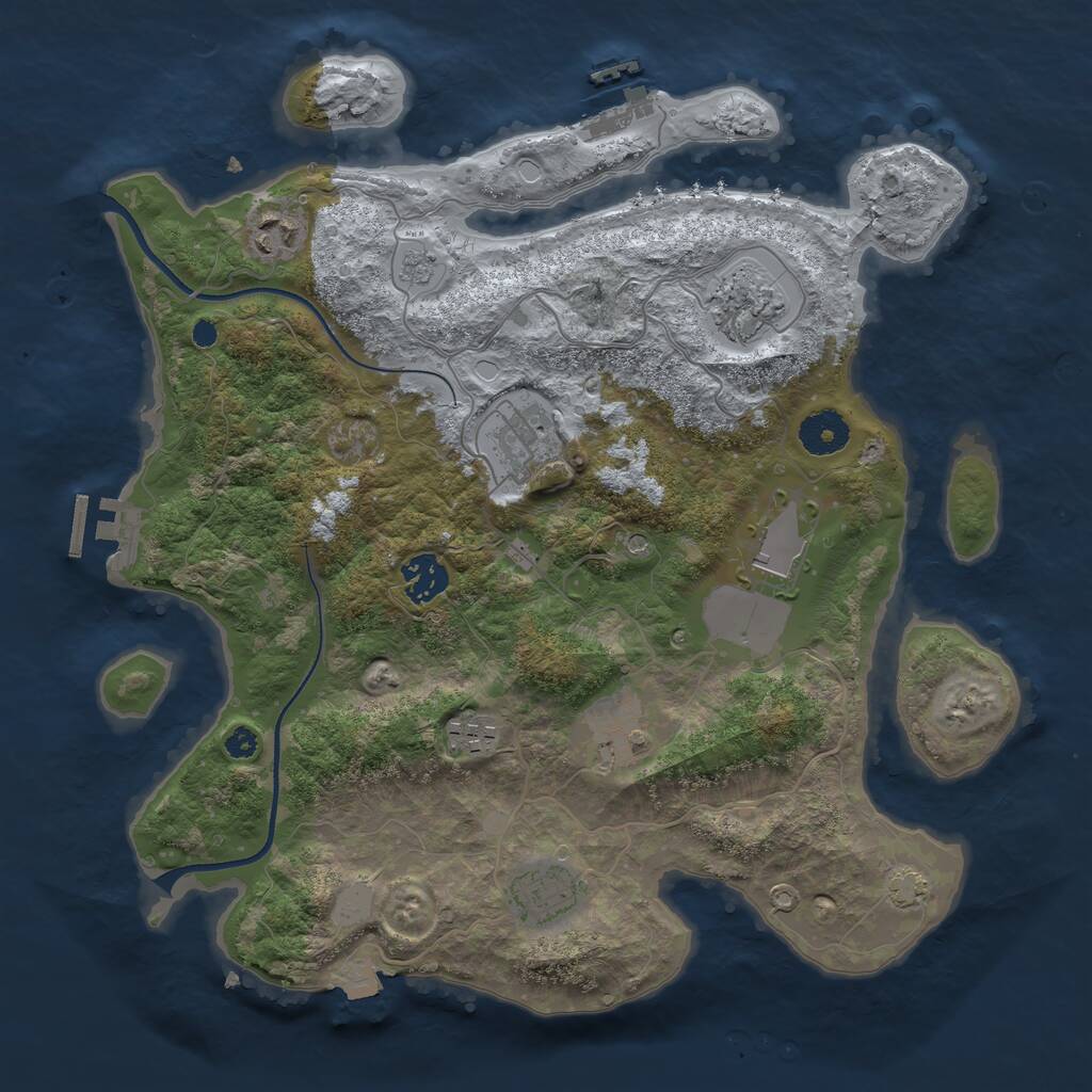 Rust Map: Procedural Map, Size: 3500, Seed: 45498664, 14 Monuments