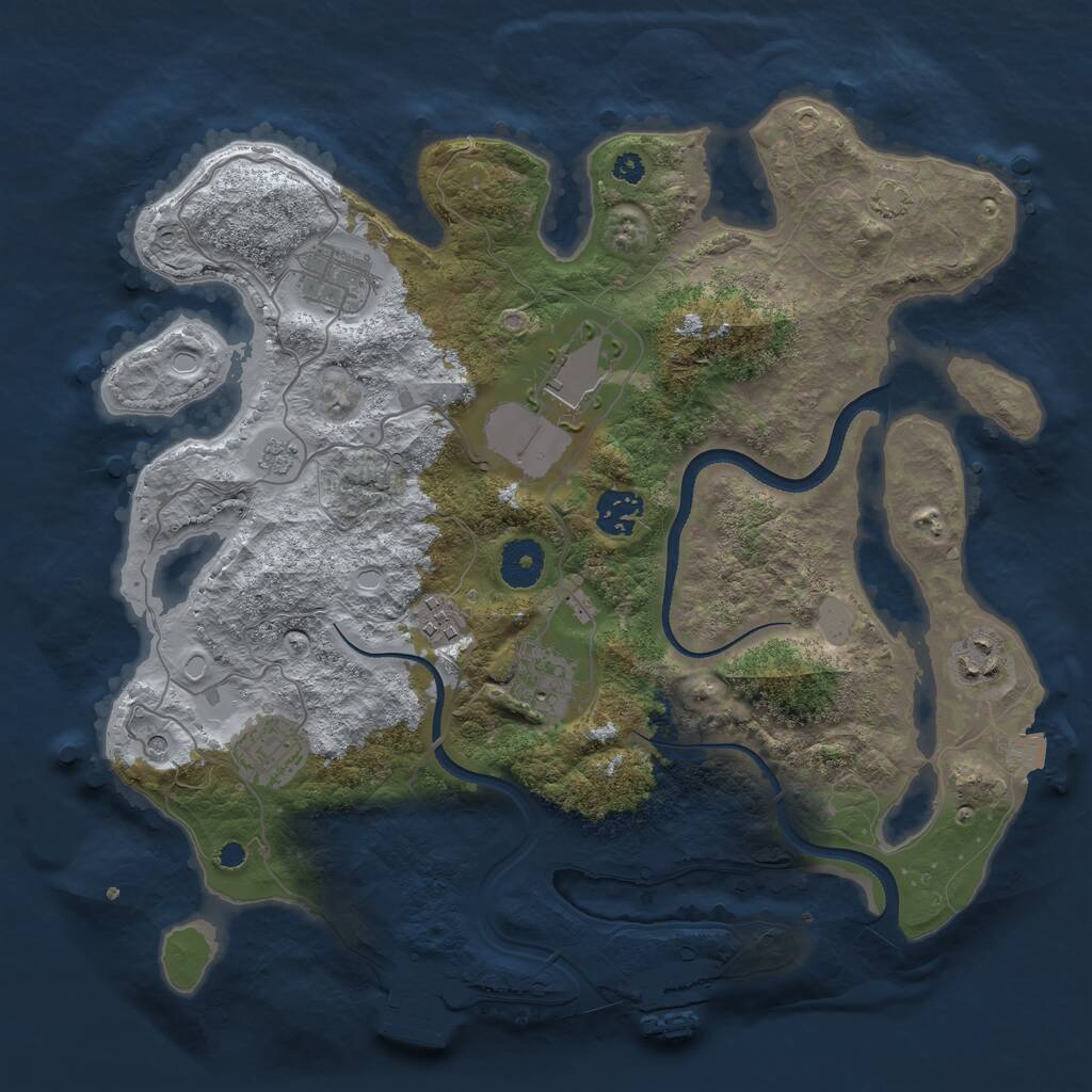 Rust Map: Procedural Map, Size: 3500, Seed: 358, 13 Monuments