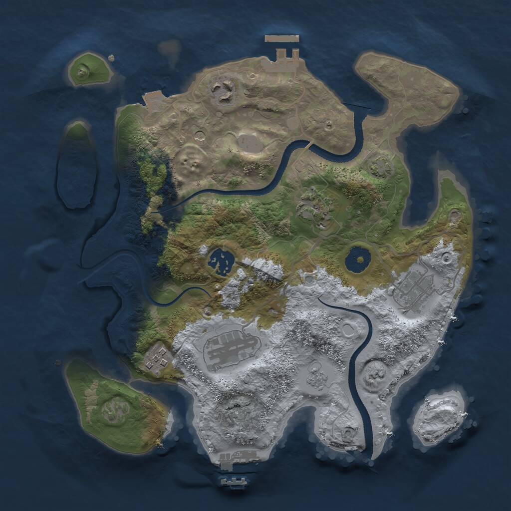 Rust Map: Procedural Map, Size: 3000, Seed: 621761, 12 Monuments