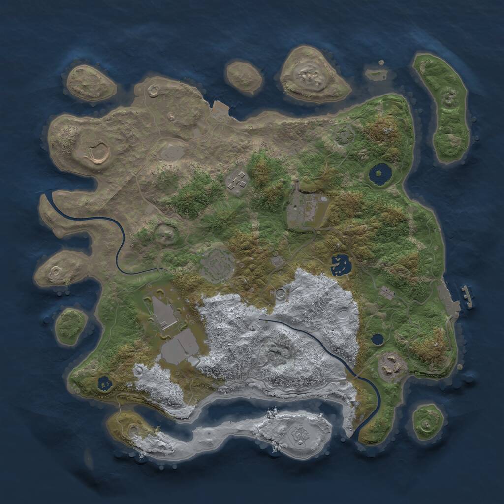 Rust Map: Procedural Map, Size: 3500, Seed: 4627647, 12 Monuments