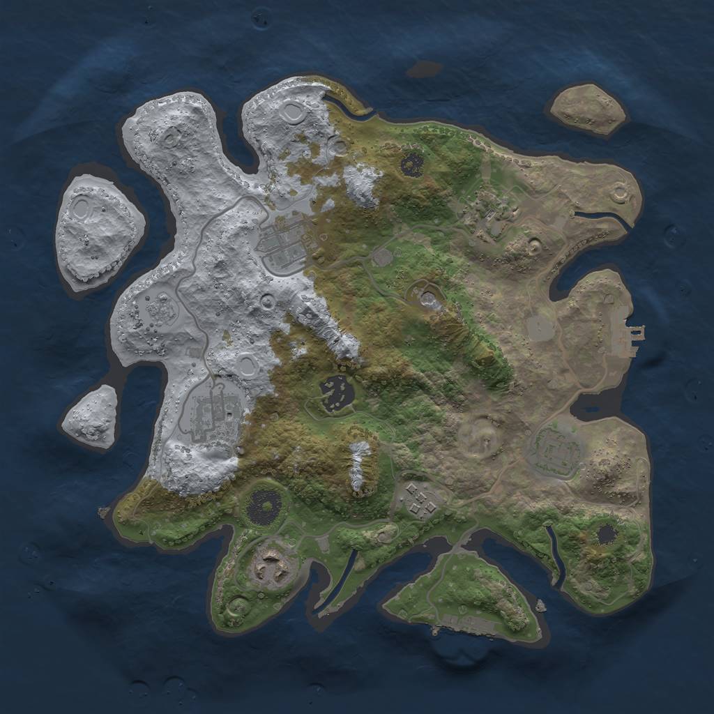 Rust Map: Procedural Map, Size: 3000, Seed: 16123, 16 Monuments