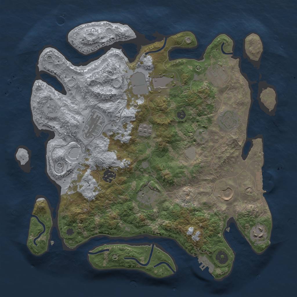 Rust Map: Procedural Map, Size: 3500, Seed: 23682082, 18 Monuments