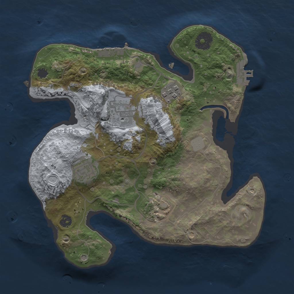 Rust Map: Procedural Map, Size: 2500, Seed: 143465343, 11 Monuments