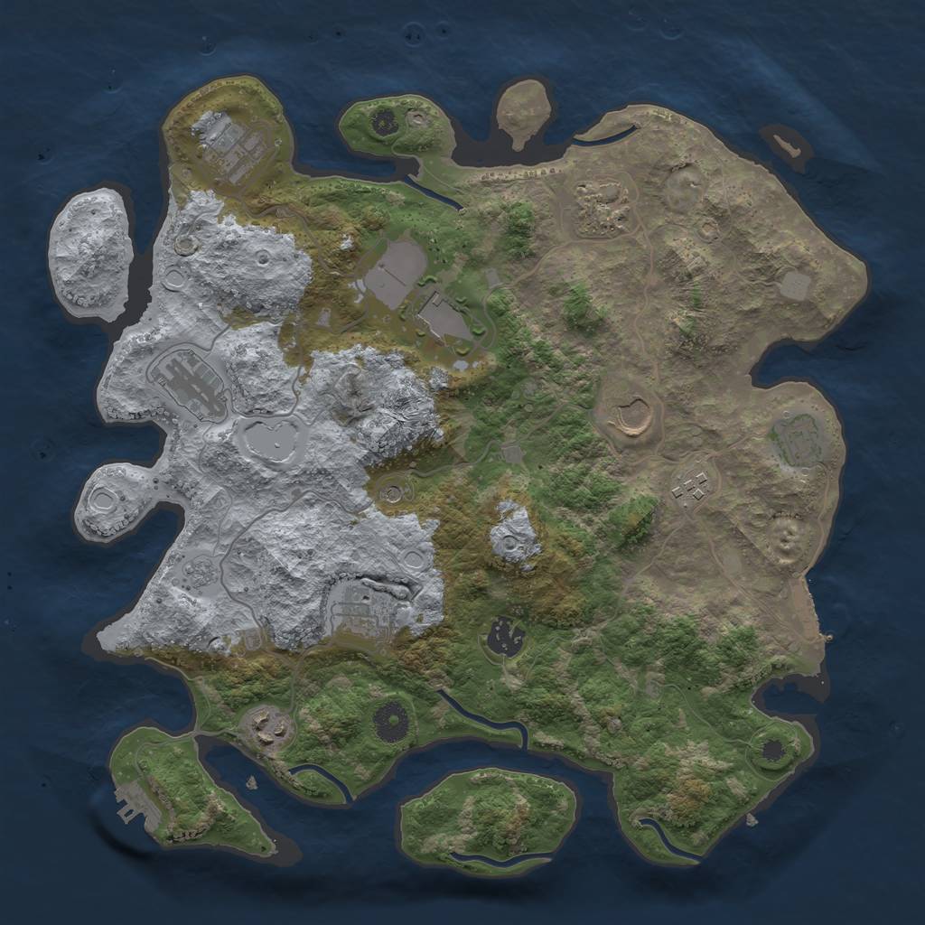 Rust Map: Procedural Map, Size: 3700, Seed: 942565360, 19 Monuments