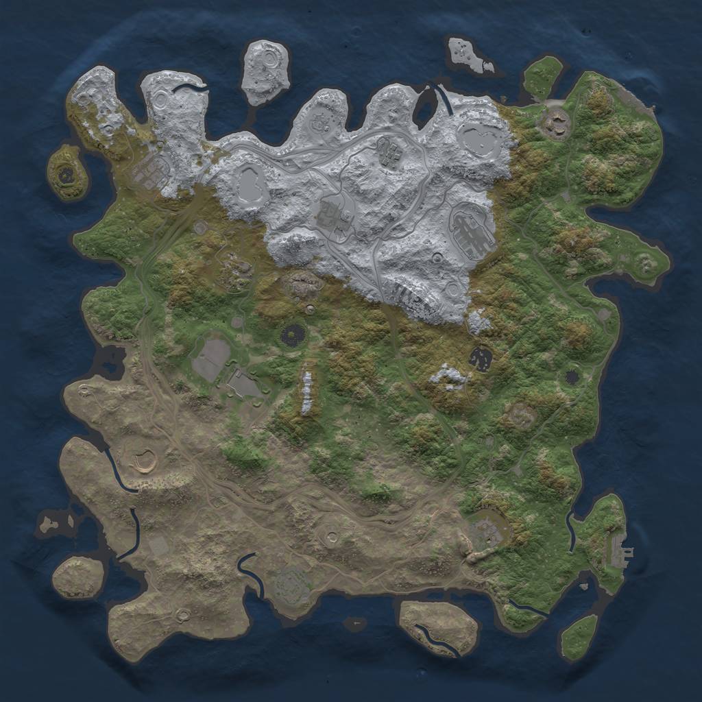 Rust Map: Procedural Map, Size: 4500, Seed: 206695491, 20 Monuments