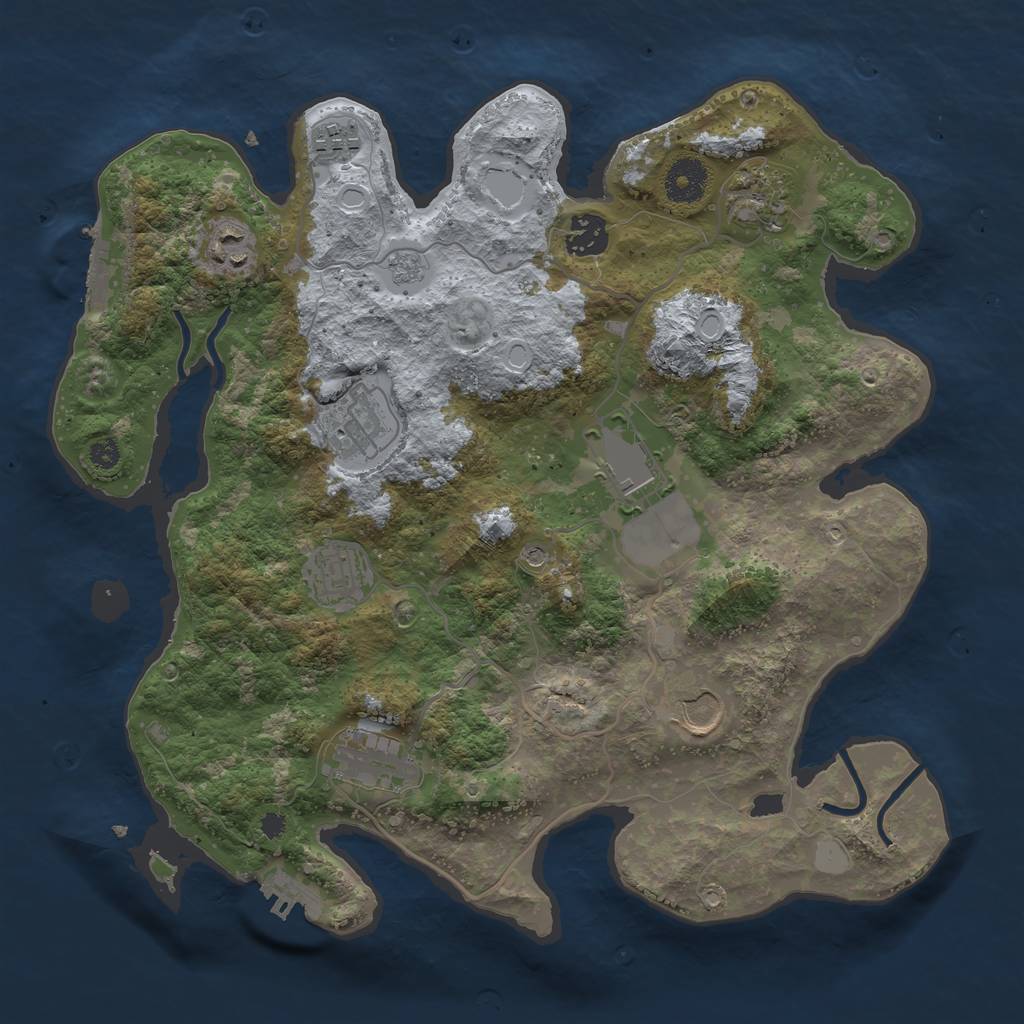 Rust Map: Procedural Map, Size: 3500, Seed: 4286, 18 Monuments