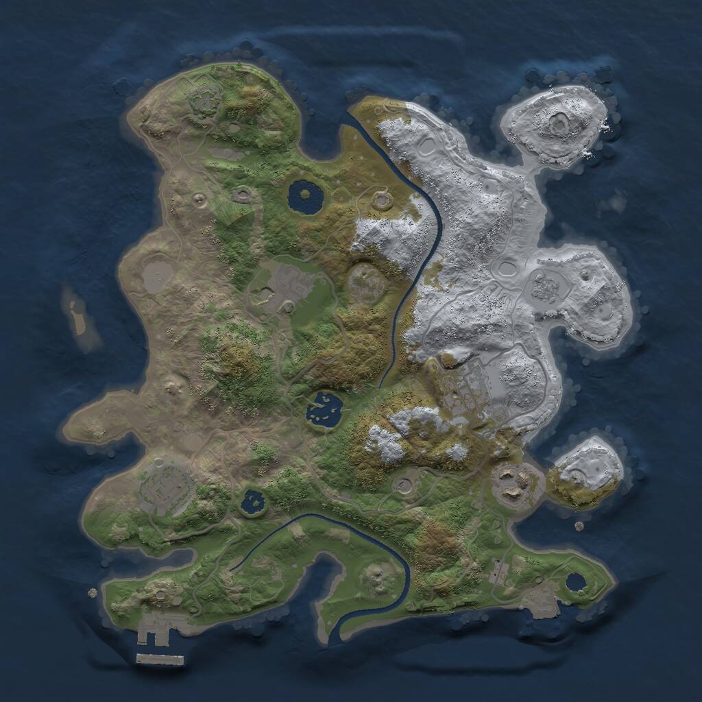 Rust Map: Procedural Map, Size: 3000, Seed: 1418739072, 10 Monuments
