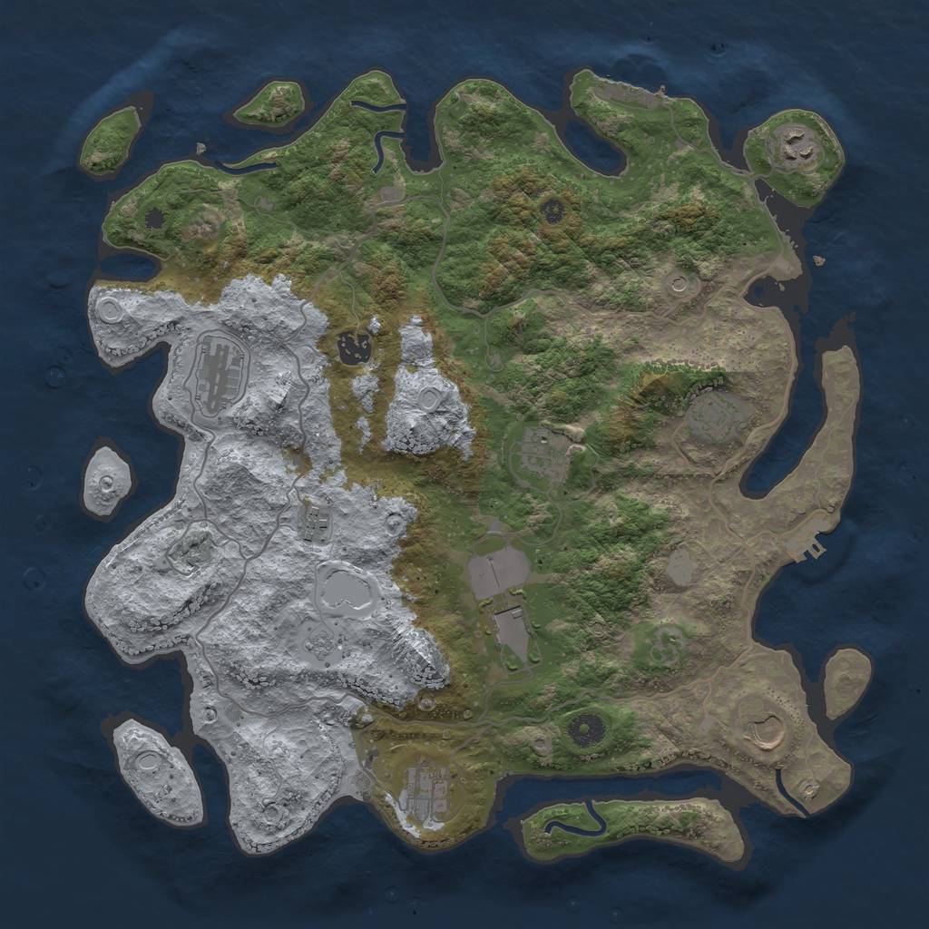 Rust Map: Procedural Map, Size: 4000, Seed: 239872610, 18 Monuments