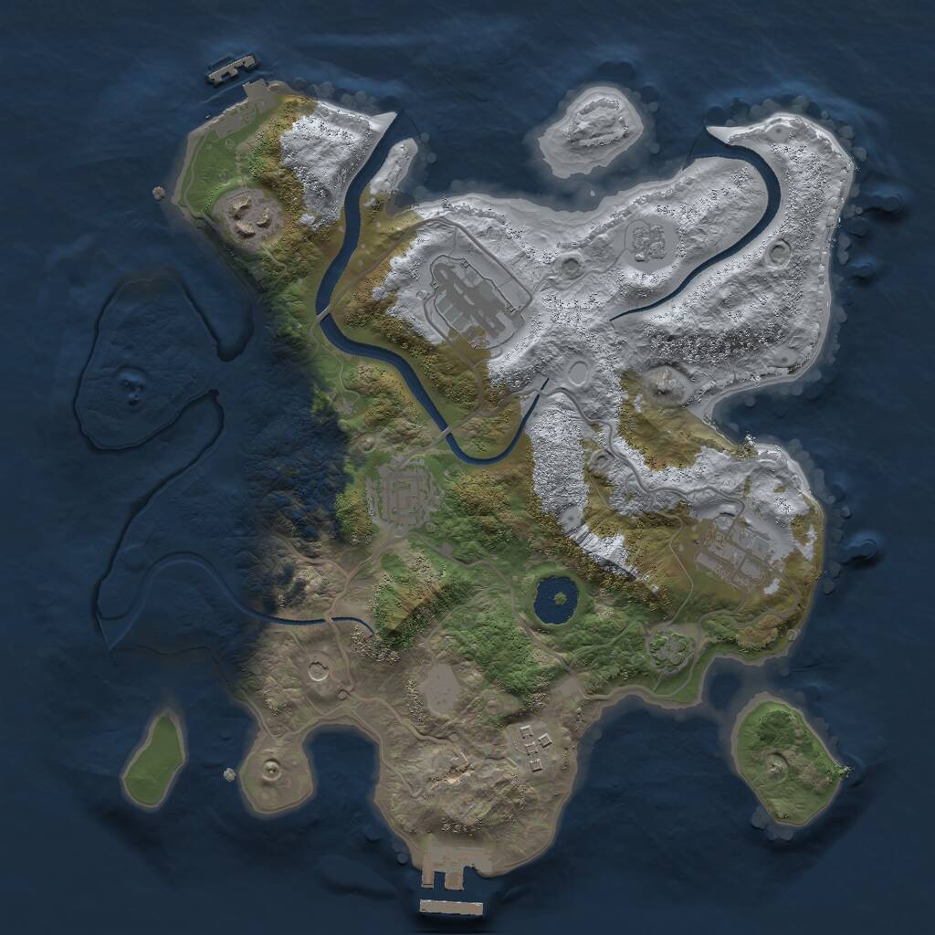 Rust Map: Procedural Map, Size: 3000, Seed: 607441746, 11 Monuments